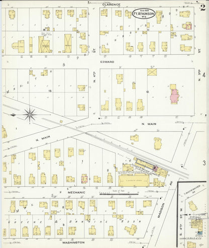 Sanborn Fire Insurance Map from Fort Atkinson, Jefferson County, Wisconsin (1909), Sheet #0002 - Complete Map Set gallery image, historic Sanborn map, vintage wall art, Wisconsin Wisconsin