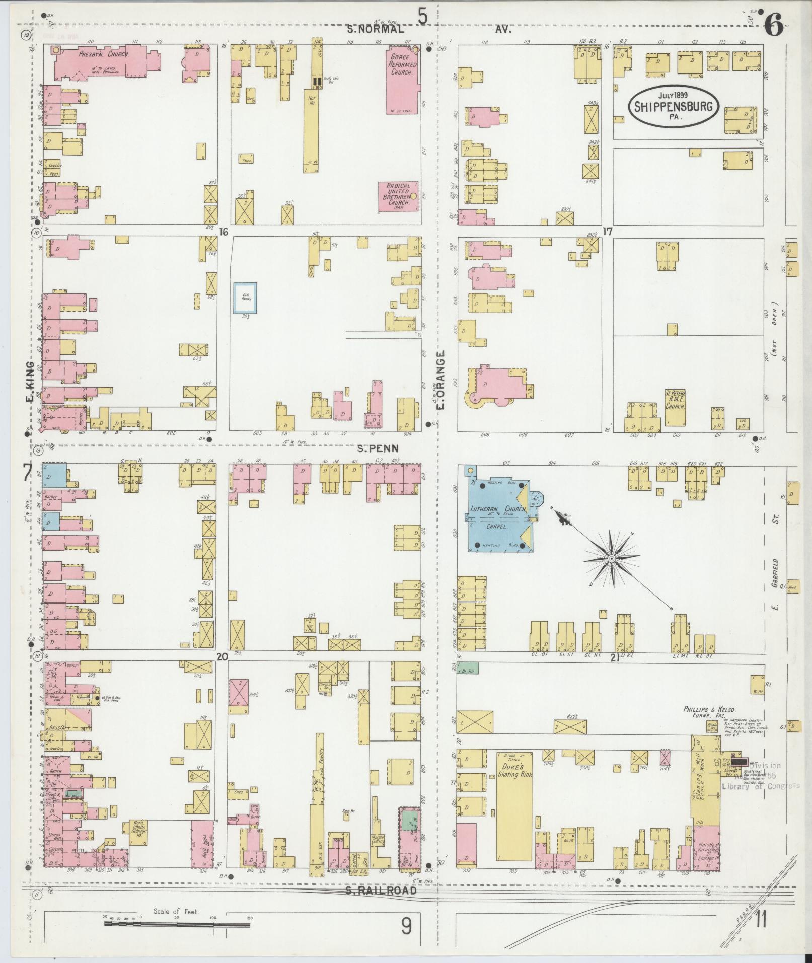 Sanborn Fire Insurance Map from Shippensburg, Cumberland And Franklin Counties, Pennsylvania (1899), Sheet #0006 - Complete Map Set gallery image, historic Sanborn map, vintage wall art, Counties Pennsylvania