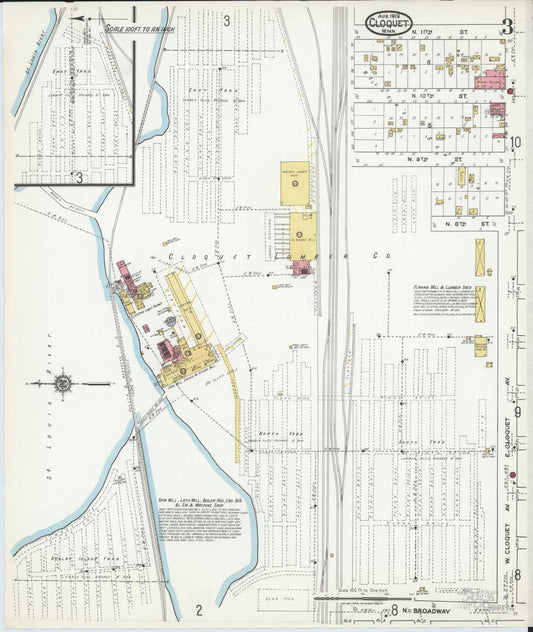 Sanborn Fire Insurance Map from Cloquet, Carlton County, Minnesota (1919), Sheet #0003 - Historic Sanborn Fire Insurance Map Print, vintage old map wall art, antique decor, genealogy gift, Minnesota Minnesota map