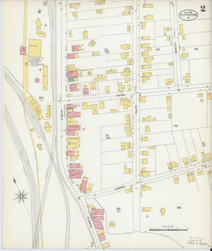 Sanborn Fire Insurance Map from Pittston, Luzerne County, Pennsylvania (1903), Sheet #0002 - Historic Sanborn Fire Insurance Map Print, vintage old map wall art, antique decor, genealogy gift, Pennsylvania Pennsylvania map