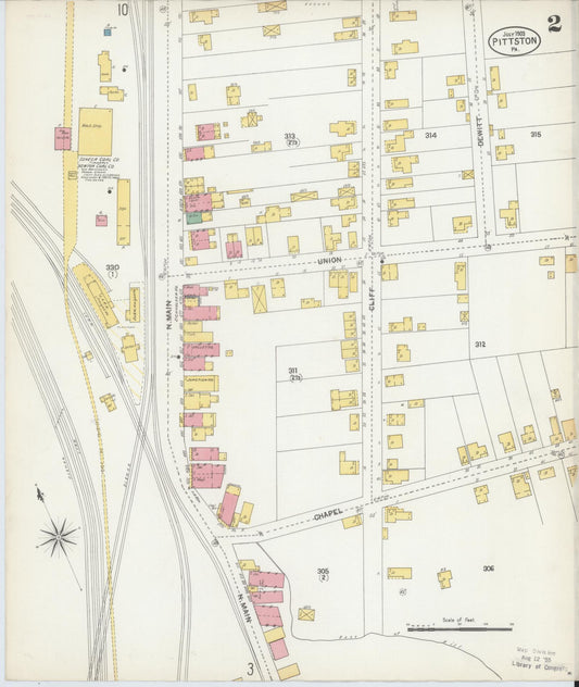 Sanborn Fire Insurance Map from Pittston, Luzerne County, Pennsylvania (1903), Sheet #0002 - Historic Sanborn Fire Insurance Map Print, vintage old map wall art, antique decor, genealogy gift, Pennsylvania Pennsylvania map