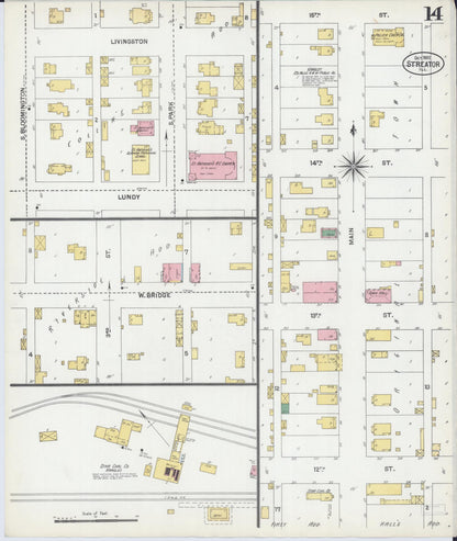Sanborn Fire Insurance Map from Streator, La Salle County, Illinois (1901), Sheet #0014 - Complete Map Set gallery image, historic Sanborn map, vintage wall art, Illinois Illinois