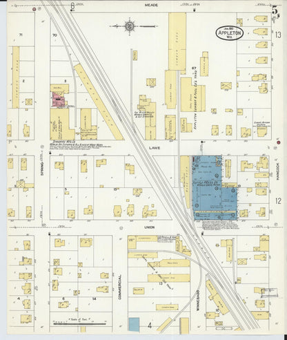 Sanborn Fire Insurance Map from Appleton, Outagamie County, Wisconsin (1911), Sheet #0005 - Complete Map Set gallery image, historic Sanborn map, vintage wall art, Wisconsin Wisconsin