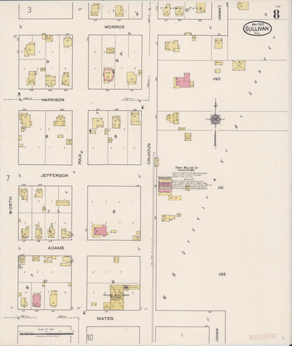 Sanborn Fire Insurance Map from Sullivan, Moultrie County, Illinois (1922), Sheet #0008 - Complete Map Set gallery image, historic Sanborn map, vintage wall art, Illinois Illinois