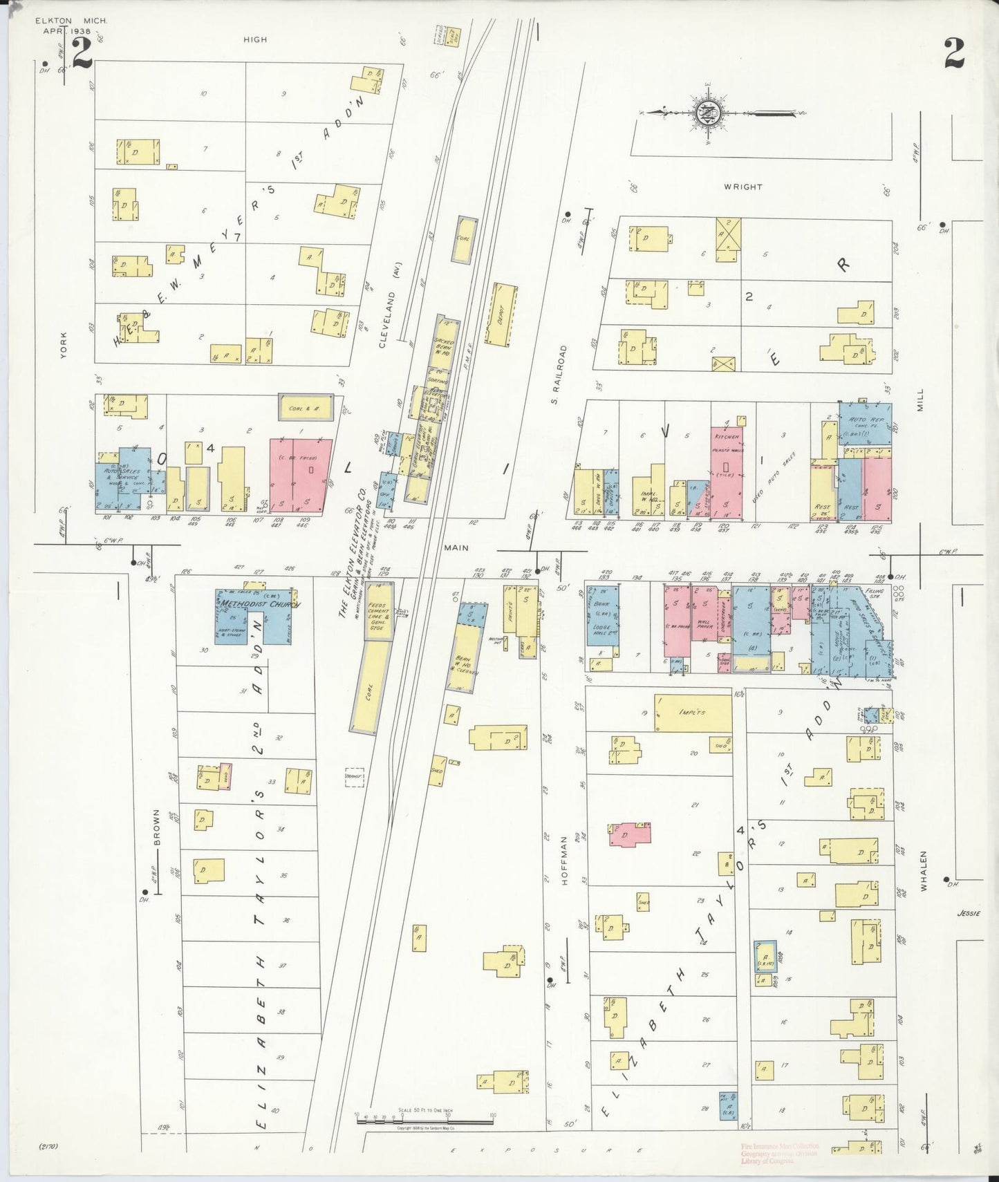 Sanborn Fire Insurance Map from Elkton, Huron County, Michigan (1939), Sheet #0002 - Complete Map Set gallery image, historic Sanborn map, vintage wall art, Michigan Michigan