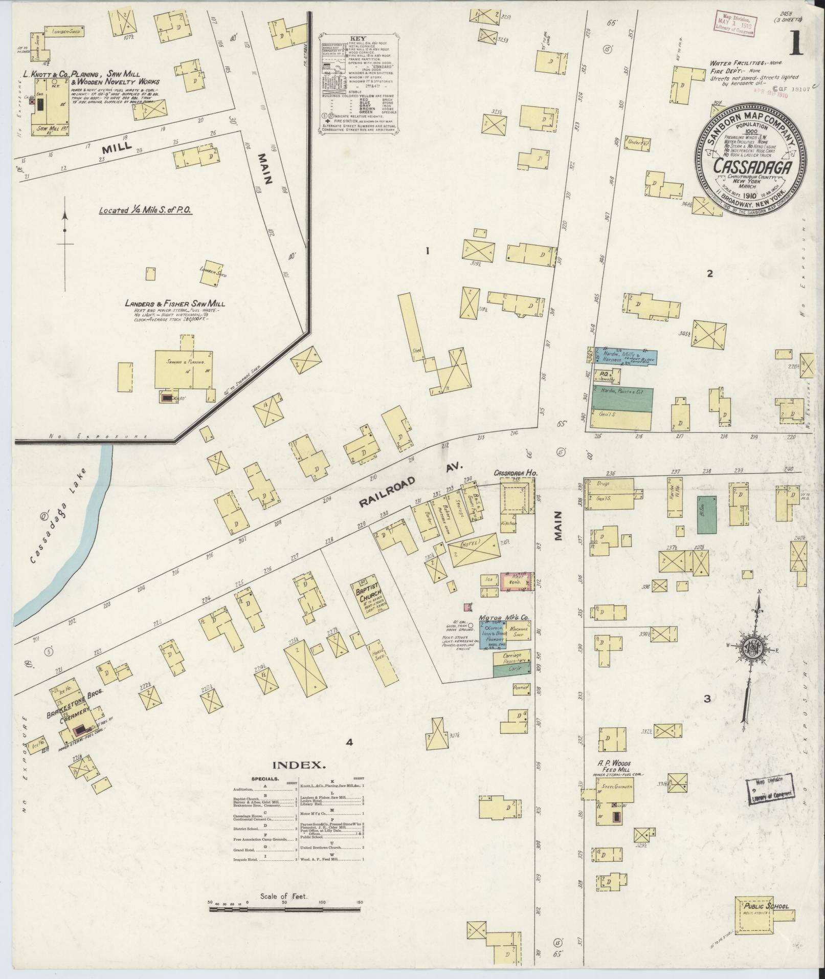 Sanborn Fire Insurance Map from Cassadaga, Chautauqua County, New York. (1910) – Historic Sanborn Fire Insurance Map Print
