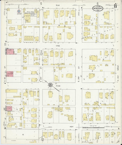 Sanborn Fire Insurance Map from Newport, Jackson County, Arkansas (1914), Sheet #0008 - Complete Map Set gallery image, historic Sanborn map, vintage wall art, Arkansas Arkansas