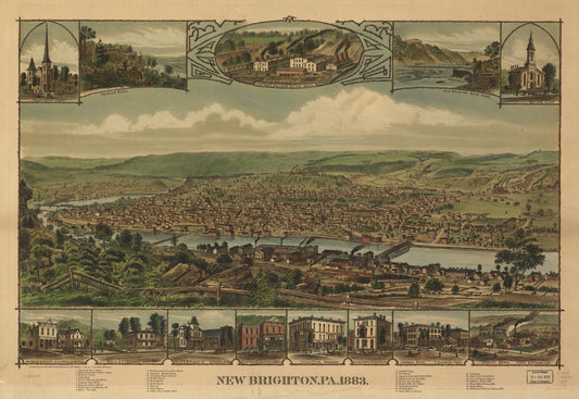 New Brighton, Pa. 1883. (1883) – Historic Bird’s-Eye View Panorama Print