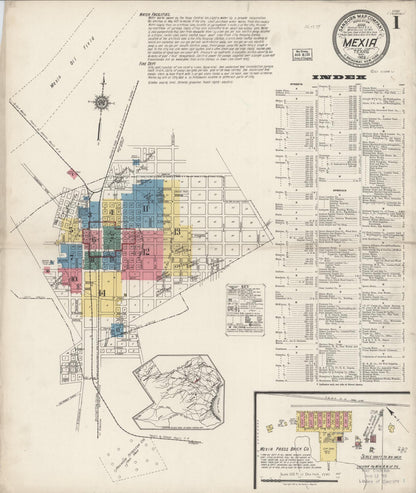 Sanborn Fire Insurance Map from Mexia, Limestone County, Texas (1922), Sheet #0001 - Complete Map Set gallery image, historic Sanborn map, vintage wall art, Texas Texas