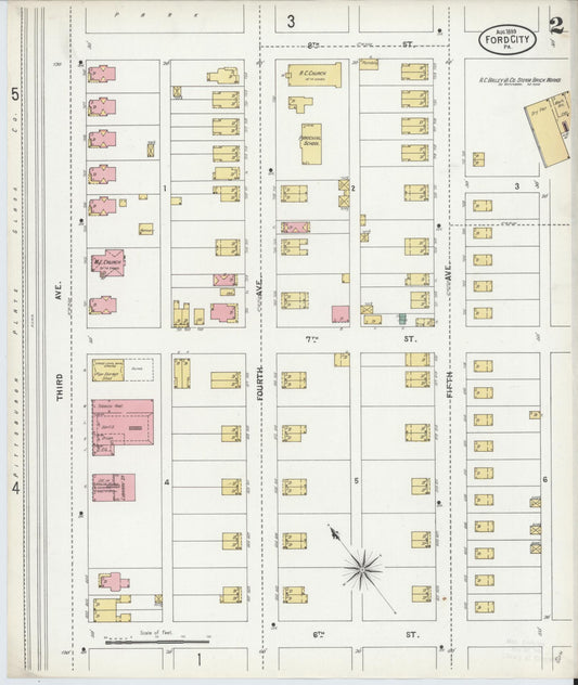Sanborn Fire Insurance Map from Ford City, Armstrong County, Pennsylvania (1899), Sheet #0002 - Historic Sanborn Fire Insurance Map Print, vintage old map wall art, antique decor, genealogy gift, Pennsylvania Pennsylvania map