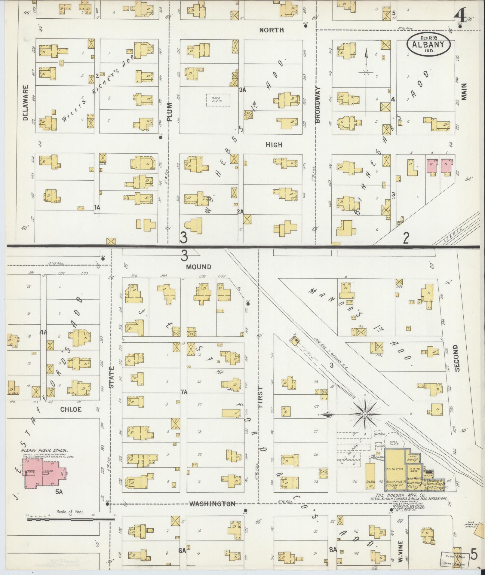 Sanborn Fire Insurance Map from Albany, Delaware County, Indiana (1899), Sheet #0004 - Complete Map Set gallery image, historic Sanborn map, vintage wall art, Albany Delaware