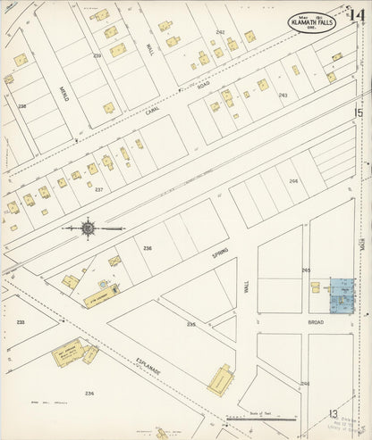 Sanborn Fire Insurance Map from Klamath Falls, Klamath County, Oregon (1911), Sheet #0014 - Complete Map Set gallery image, historic Sanborn map, vintage wall art, Oregon Oregon
