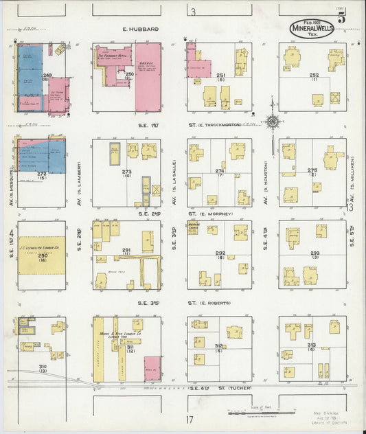 Sanborn Fire Insurance Map from Mineral Wells, Palo Pinto County, Texas (1921), Sheet #0005 - Historic Sanborn Fire Insurance Map Print, vintage old map wall art, antique decor, genealogy gift, Texas Texas map