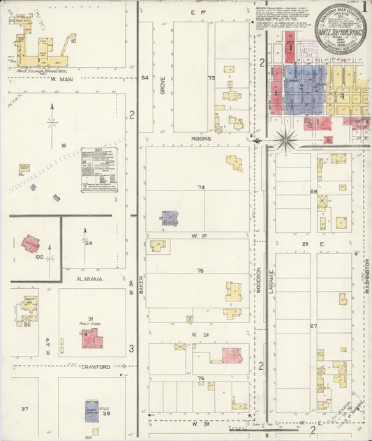 Sanborn Fire Insurance Map from White Sulphur Springs, Meagber County, Montana (1908), Sheet #0001 - Complete Map Set gallery image, historic Sanborn map, vintage wall art, Montana Montana