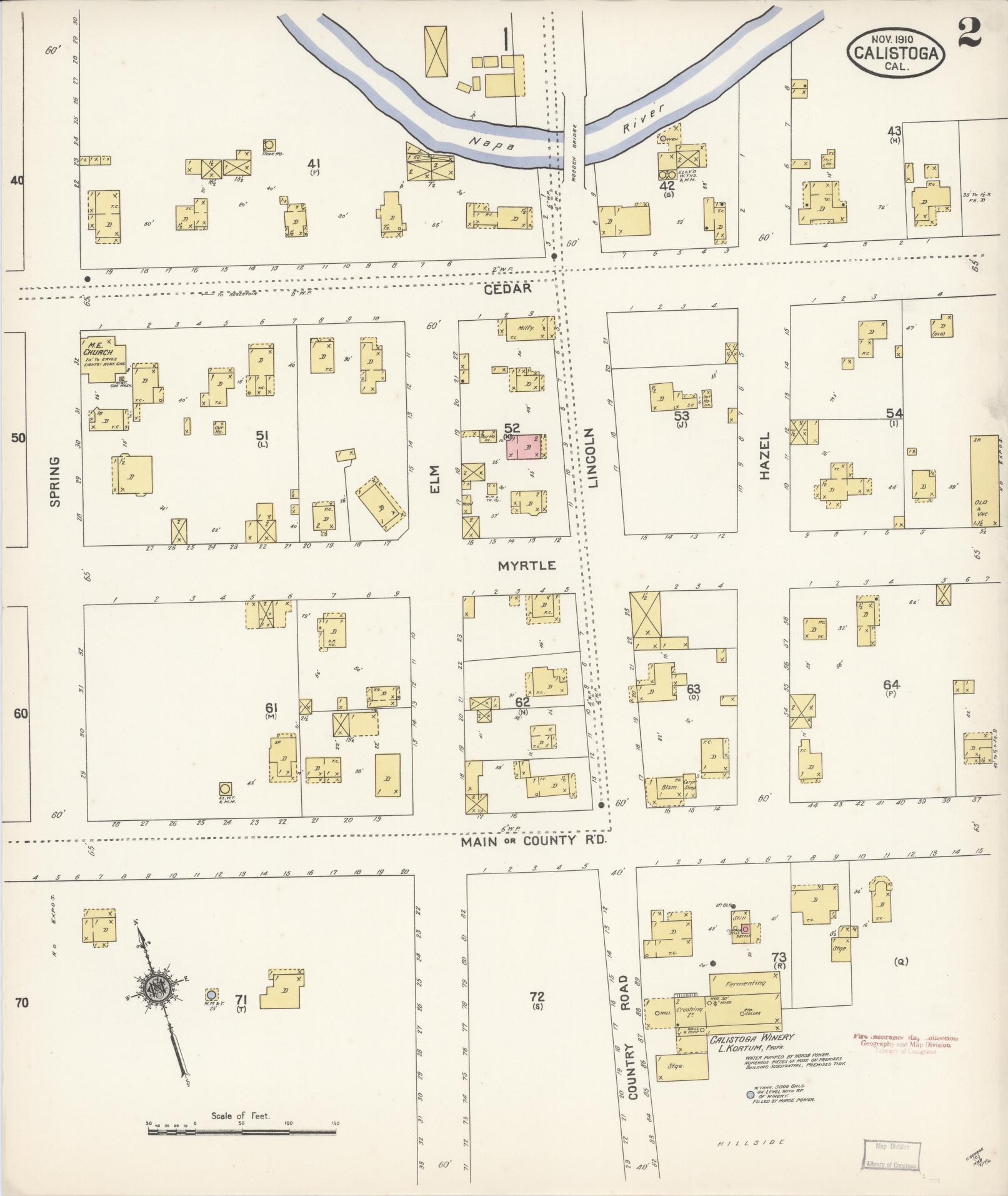 Sanborn Fire Insurance Map from Calistoga, Napa County, California (1910), Sheet #0002 - Complete Map Set gallery image, historic Sanborn map, vintage wall art, California California