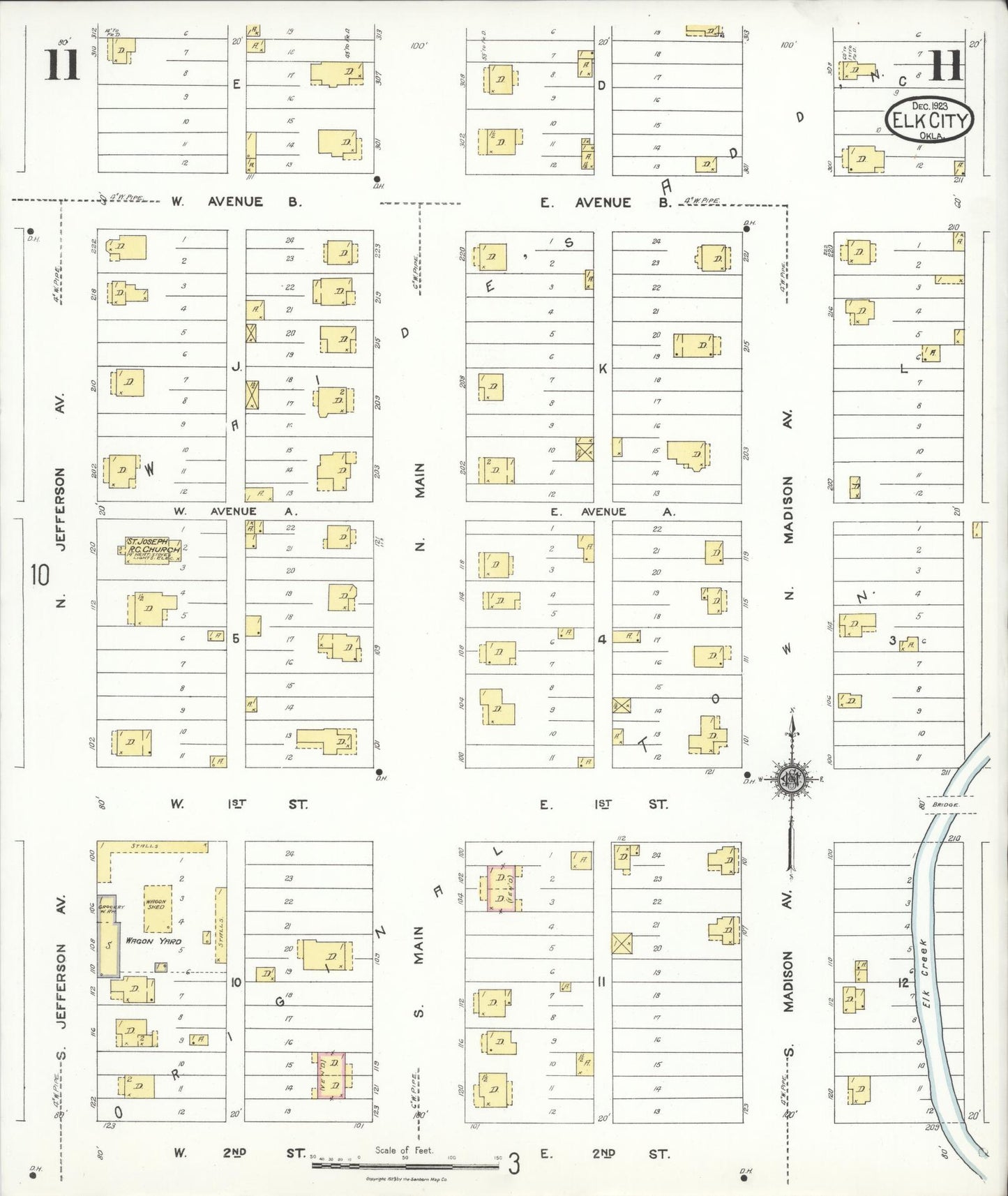 Sanborn Fire Insurance Map from Elk City, Beckham County, Oklahoma (1923), Sheet #0011 - Complete Map Set gallery image, historic Sanborn map, vintage wall art, Oklahoma Oklahoma