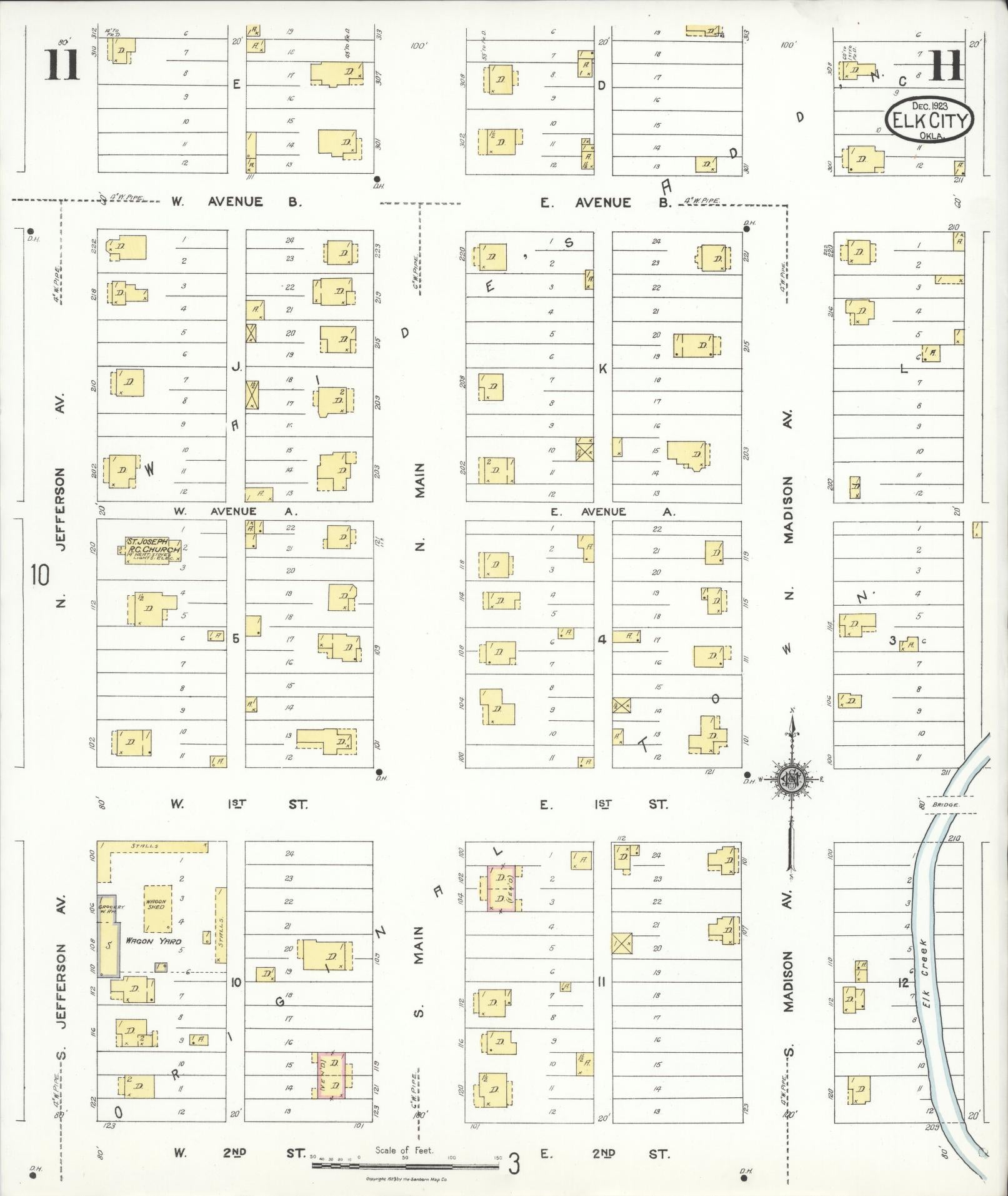 Sanborn Fire Insurance Map from Elk City, Beckham County, Oklahoma (1923), Sheet #0011 - Complete Map Set gallery image, historic Sanborn map, vintage wall art, Oklahoma Oklahoma