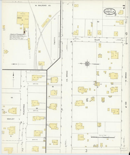Sanborn Fire Insurance Map from Camilla, Mitchell County, Georgia (1913), Sheet #0007 - Complete Map Set gallery image, historic Sanborn map, vintage wall art, Georgia Georgia
