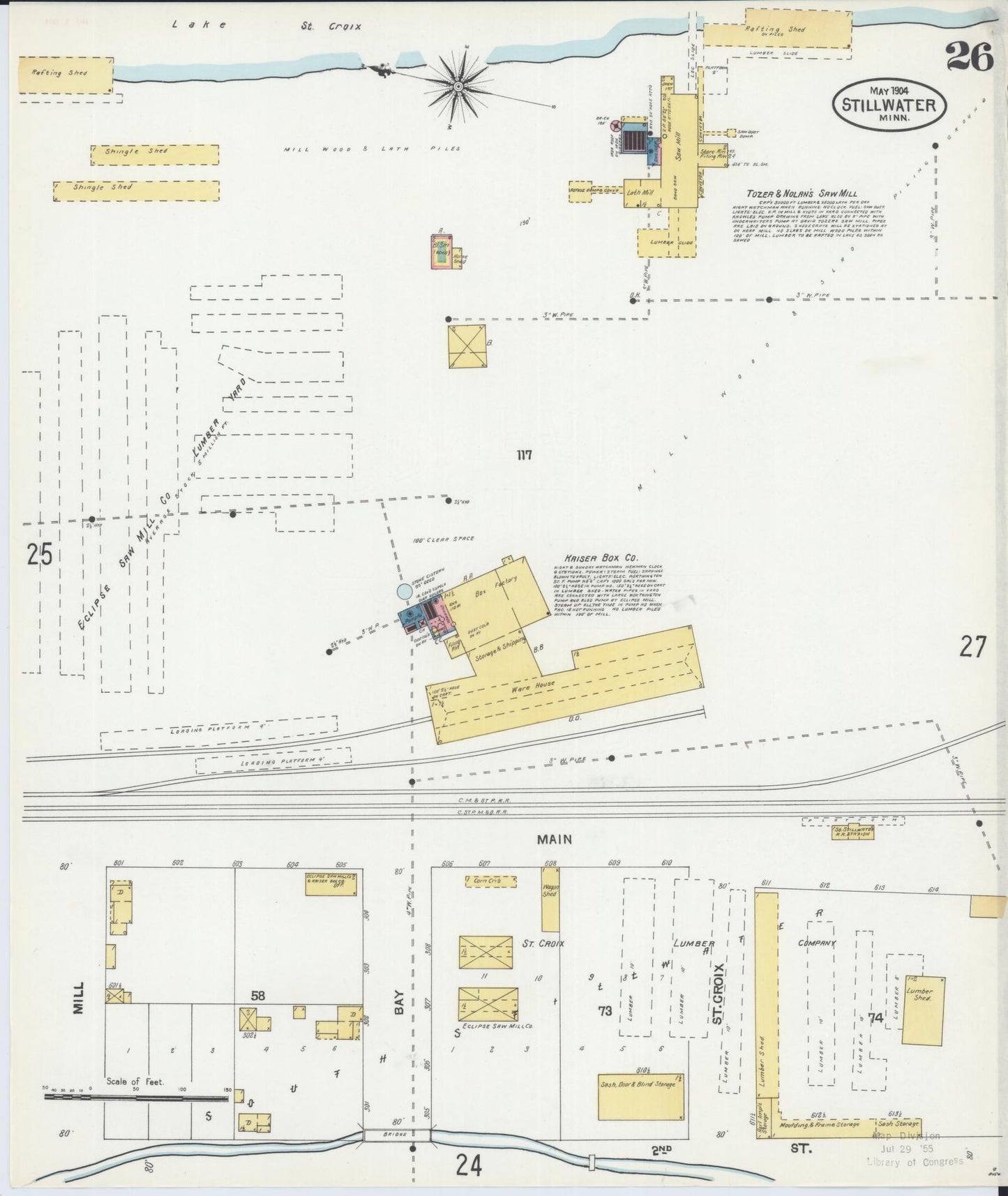 Sanborn Fire Insurance Map from Stillwater, Washington County, Minnesota (1904), Sheet #0026 - Complete Map Set gallery image, historic Sanborn map, vintage wall art, Minnesota Minnesota