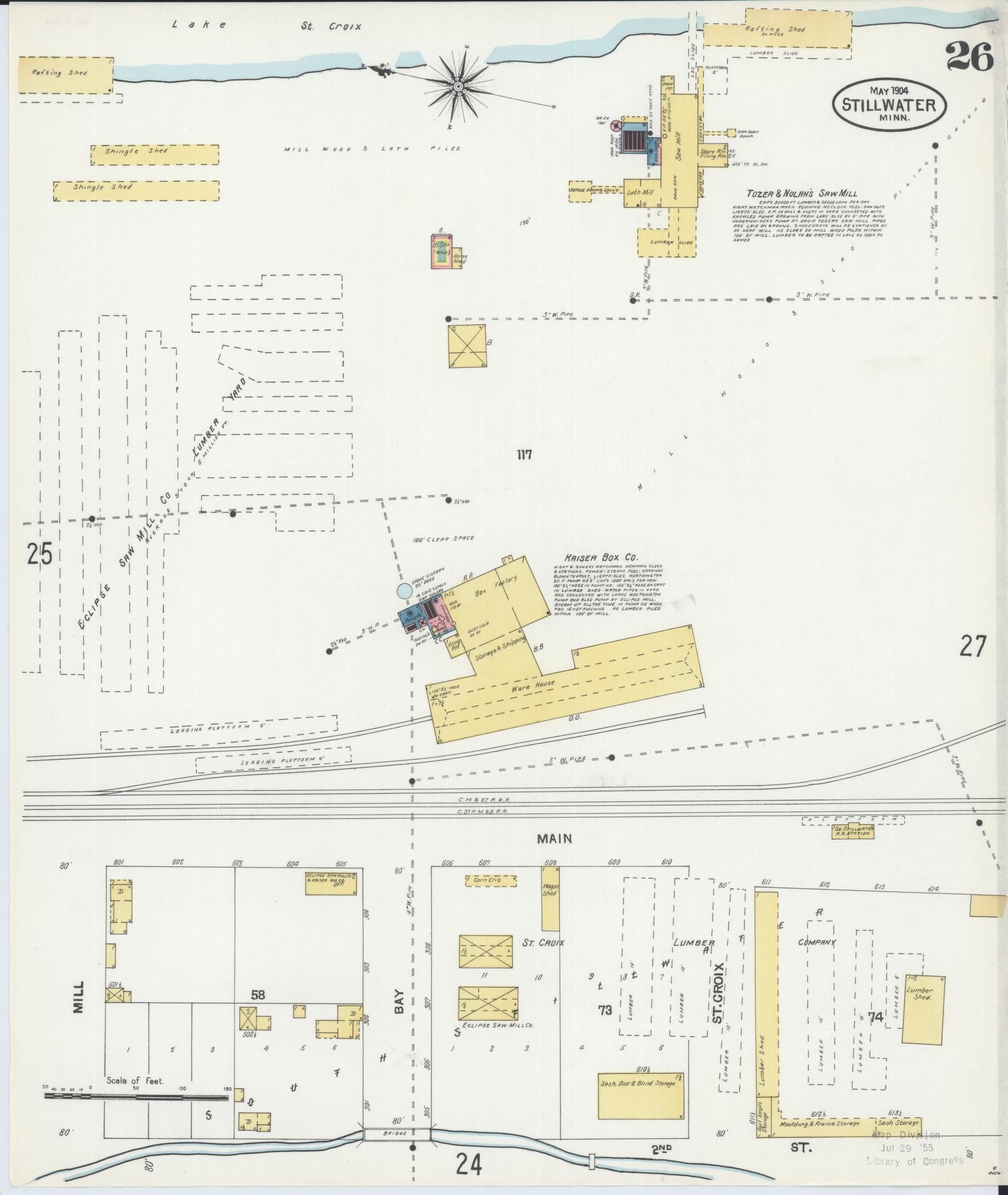 Sanborn Fire Insurance Map from Stillwater, Washington County, Minnesota (1904), Sheet #0026 - Complete Map Set gallery image, historic Sanborn map, vintage wall art, Minnesota Minnesota