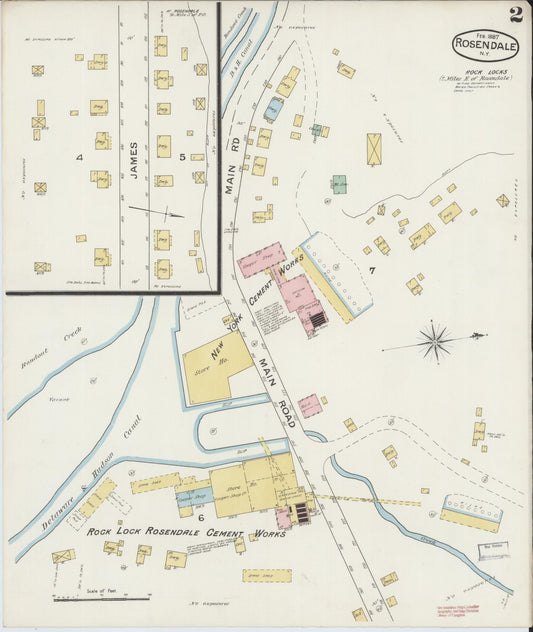 Sanborn Fire Insurance Map from Rosendale, Ulster County, New York (1887), Sheet #0002 - Historic Sanborn Fire Insurance Map Print, vintage old map wall art, antique decor, genealogy gift, New York New York map