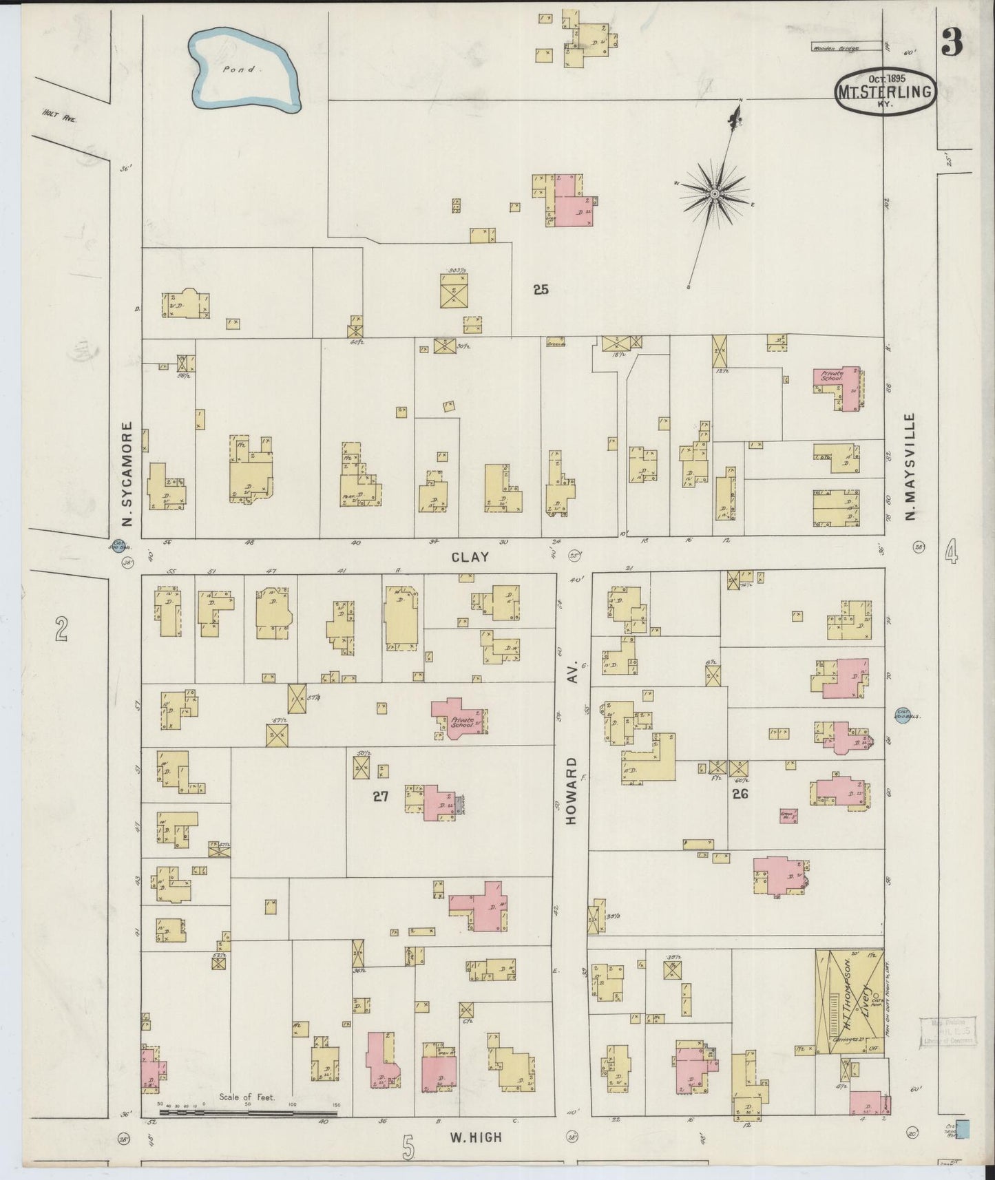 Sanborn Fire Insurance Map from Mount Sterling, Montgomery County, Kentucky (1895), Sheet #0003 - Complete Map Set gallery image, historic Sanborn map, vintage wall art, Kentucky Kentucky