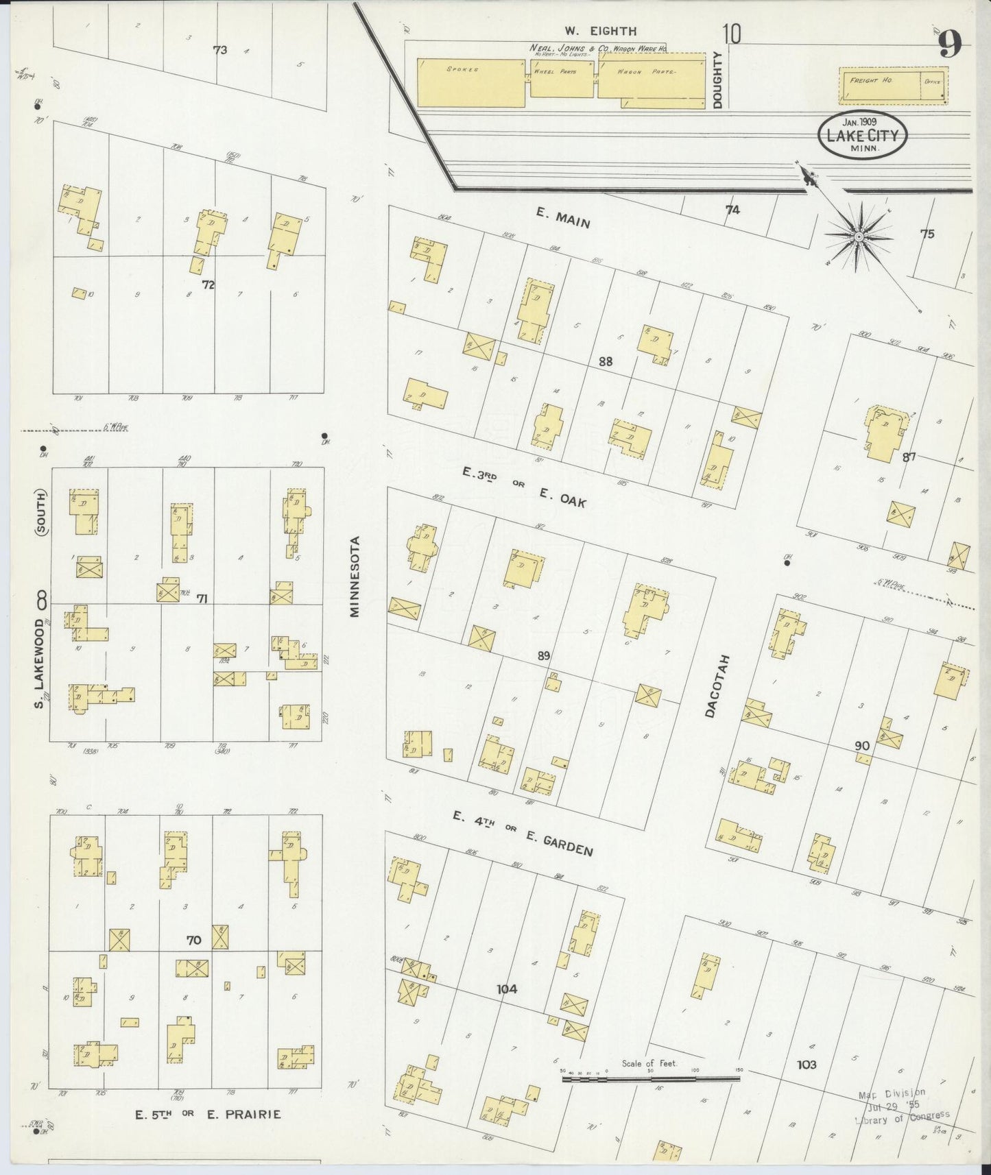 Sanborn Fire Insurance Map from Lake City, Wabasha County, Minnesota (1909), Sheet #0009 - Complete Map Set gallery image, historic Sanborn map, vintage wall art, Minnesota Minnesota
