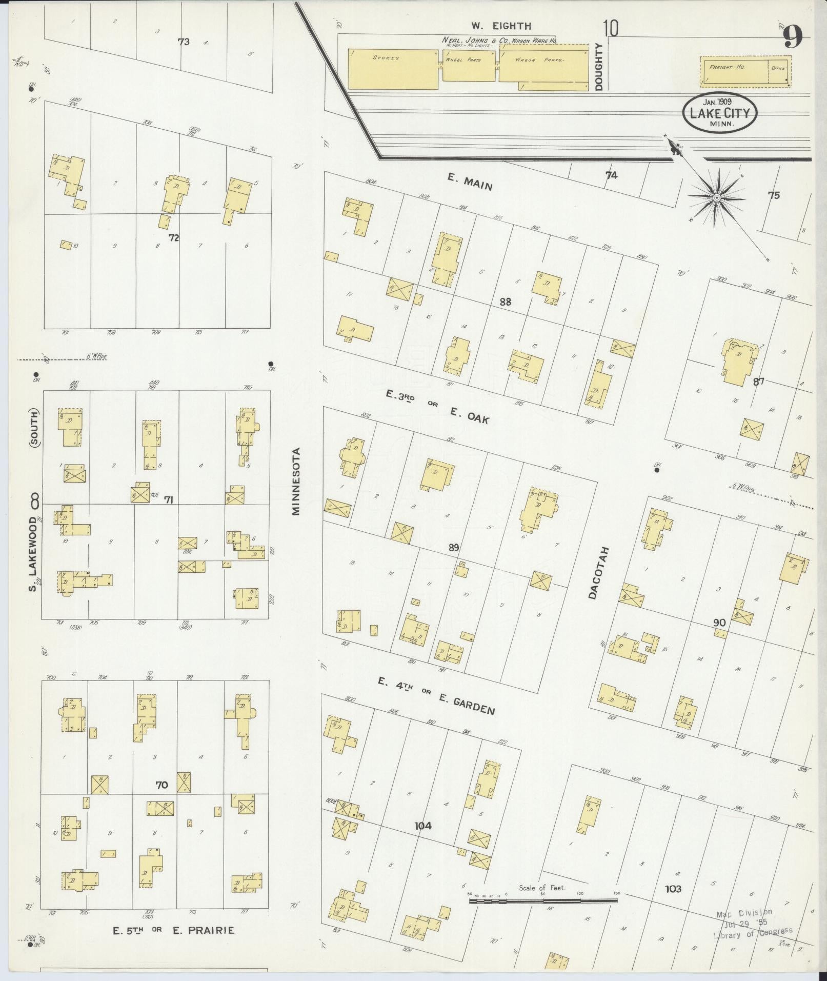 Sanborn Fire Insurance Map from Lake City, Wabasha County, Minnesota (1909), Sheet #0009 - Complete Map Set gallery image, historic Sanborn map, vintage wall art, Minnesota Minnesota