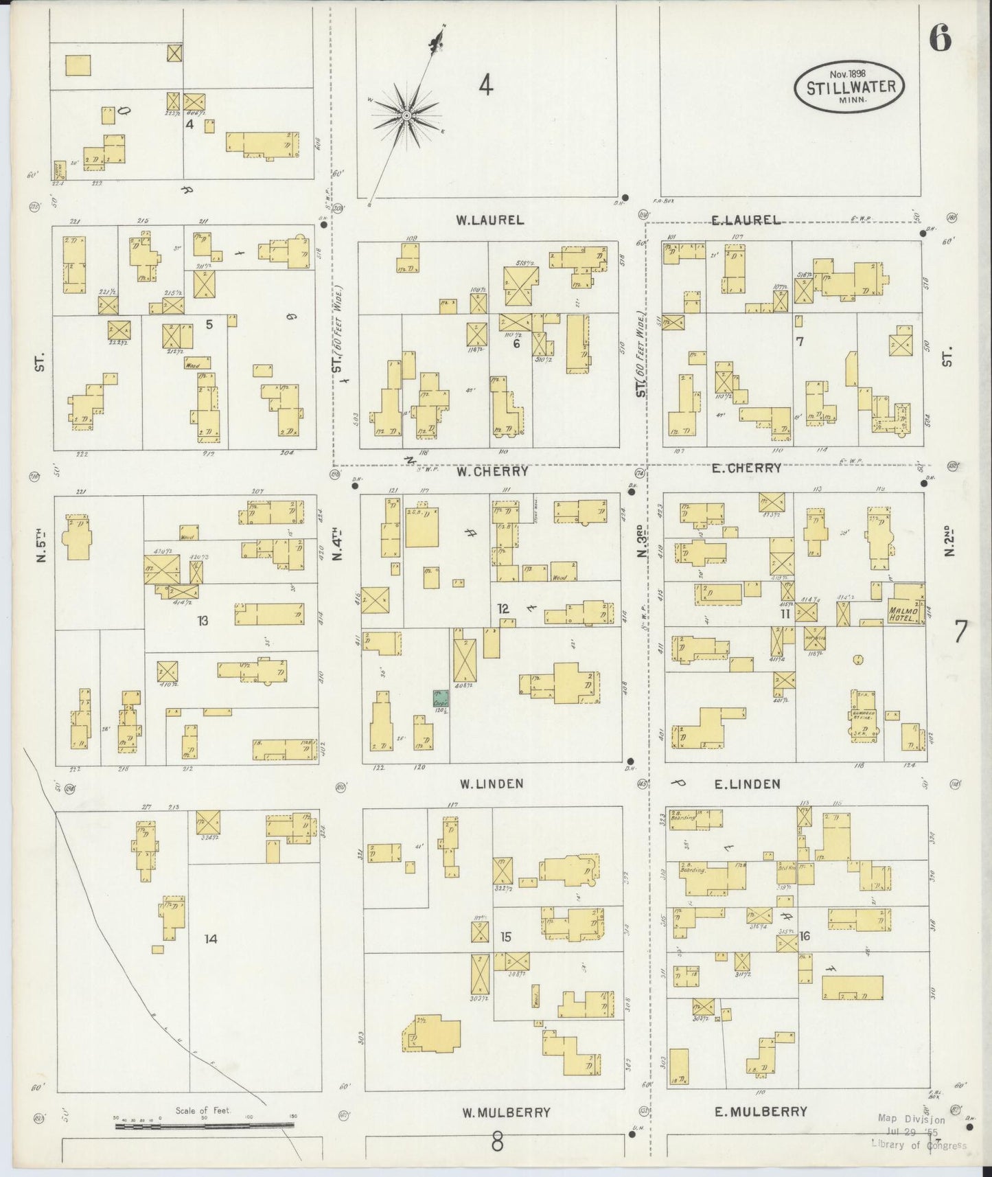 Sanborn Fire Insurance Map from Stillwater, Washington County, Minnesota (1898), Sheet #0006 - Complete Map Set gallery image, historic Sanborn map, vintage wall art, Minnesota Minnesota