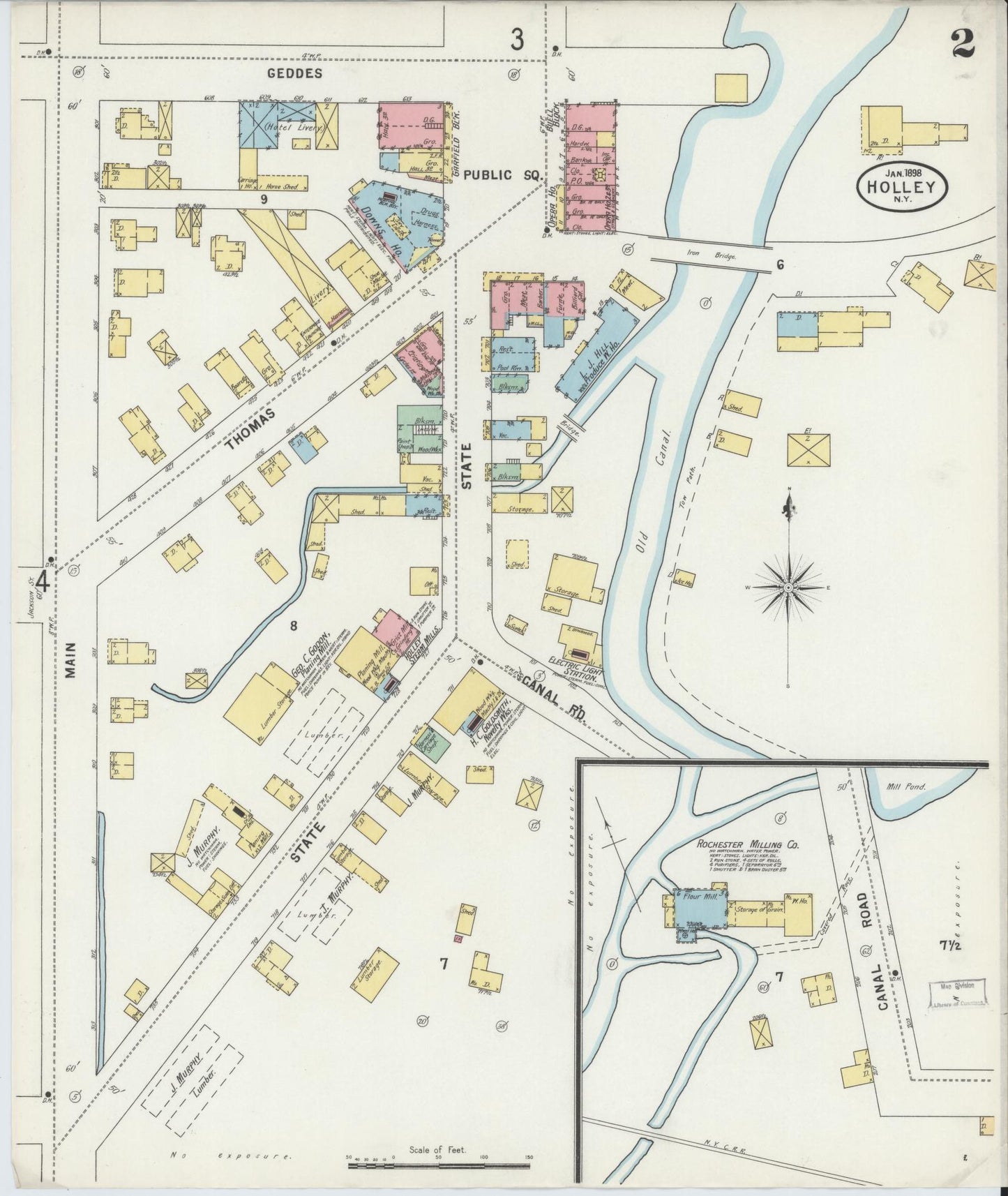 Sanborn Fire Insurance Map from Holley, Orleans County, New York (1898), Sheet #0002 - Complete Map Set gallery image, historic Sanborn map, vintage wall art, New York New York