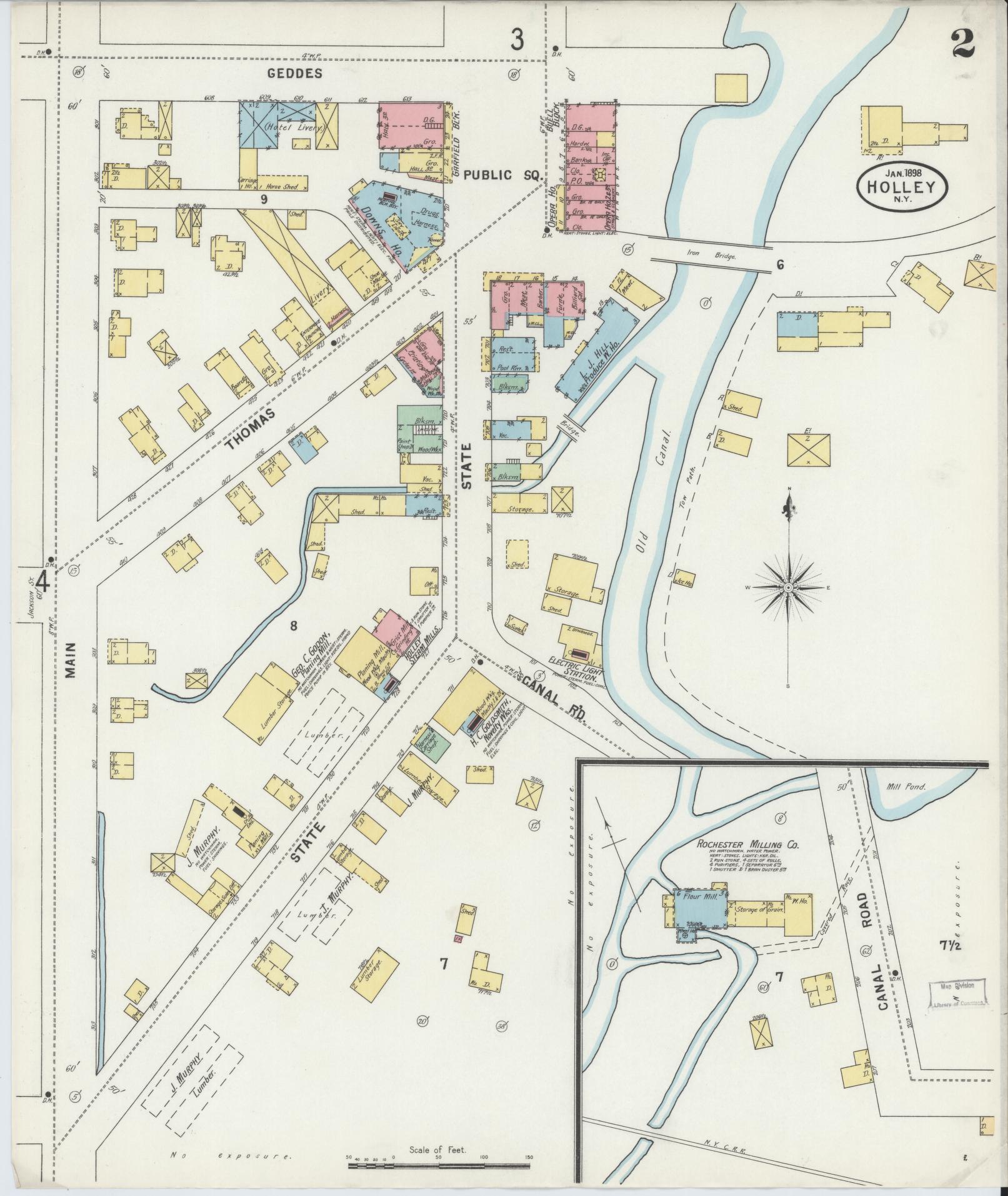 Sanborn Fire Insurance Map from Holley, Orleans County, New York (1898), Sheet #0002 - Complete Map Set gallery image, historic Sanborn map, vintage wall art, New York New York