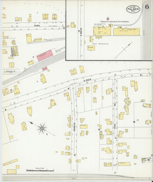 Sanborn Fire Insurance Map from Palmer, Hampden County, Massachusetts (1902), Sheet #0006 - Historic Sanborn Fire Insurance Map Print, vintage old map wall art, antique decor, genealogy gift, Massachusetts Massachusetts map
