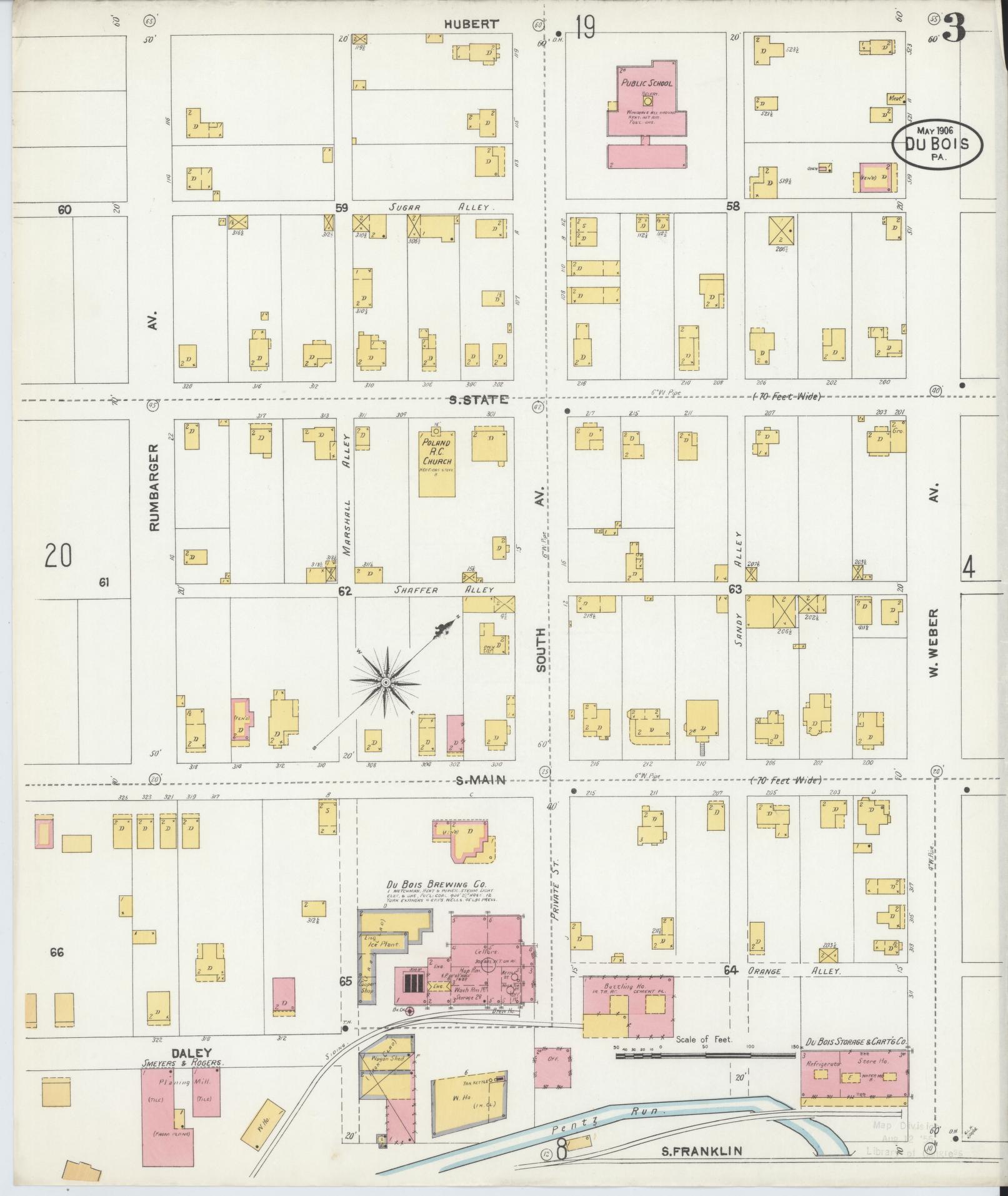 Sanborn Fire Insurance Map from Du Bois, Clearfield County, Pennsylvania (1906), Sheet #0003 - Historic Sanborn Fire Insurance Map Print, vintage old map wall art, antique decor, genealogy gift, Pennsylvania Pennsylvania map
