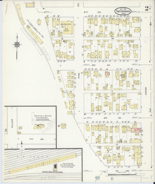 Sanborn Fire Insurance Map from Two Harbors, Lake County, Minnesota (1914), Sheet #0002 - Historic Sanborn Fire Insurance Map Print, vintage old map wall art, antique decor, genealogy gift, Minnesota Minnesota map