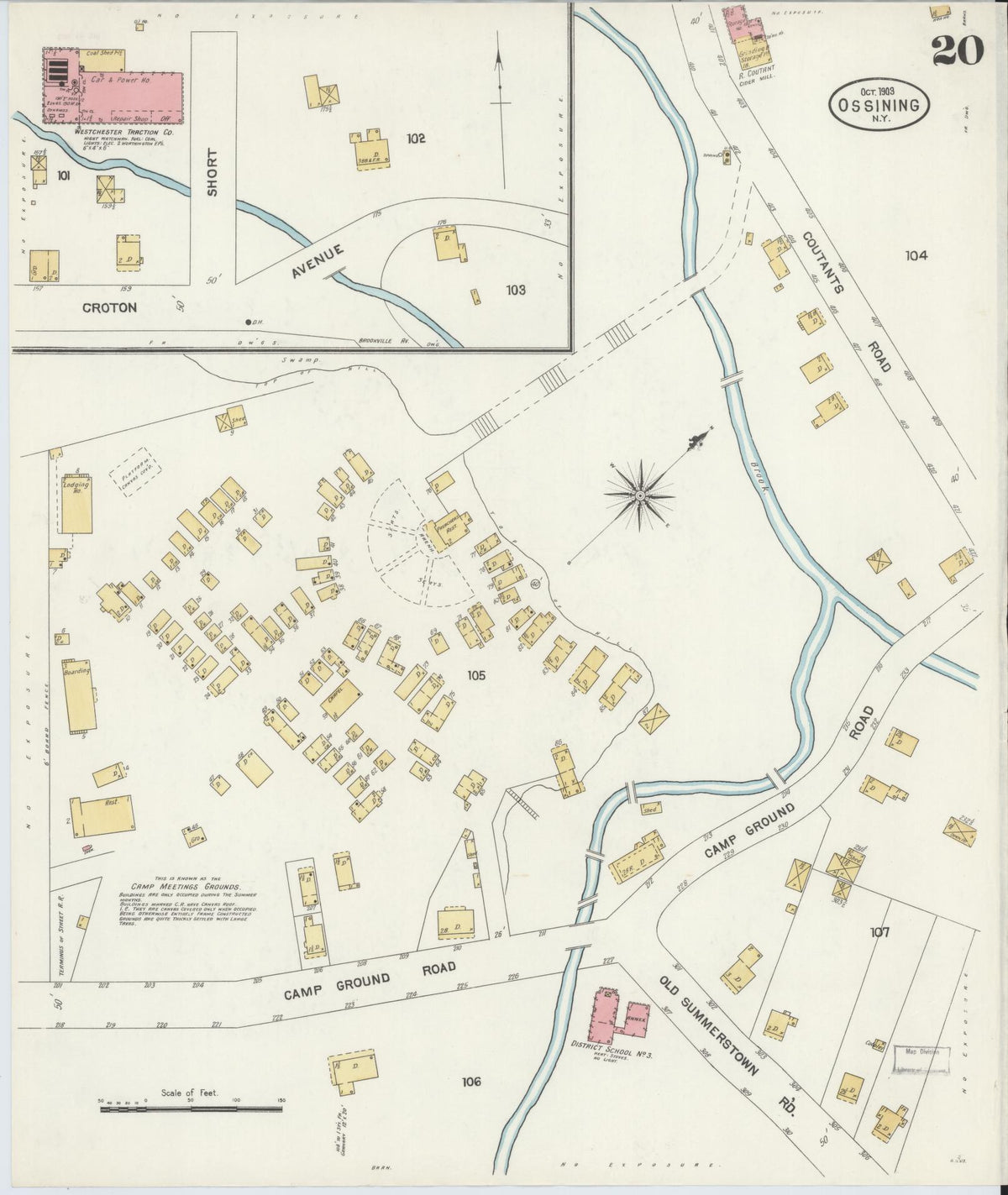 Sanborn Fire Insurance Map from Ossining, Westchester County, New York (1903), Sheet #0020 - Historic Sanborn Fire Insurance Map Print, vintage old map wall art, antique decor, genealogy gift, New York New York map
