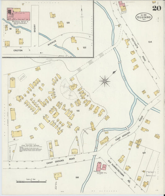 Sanborn Fire Insurance Map from Ossining, Westchester County, New York (1903), Sheet #0020 - Historic Sanborn Fire Insurance Map Print, vintage old map wall art, antique decor, genealogy gift, New York New York map