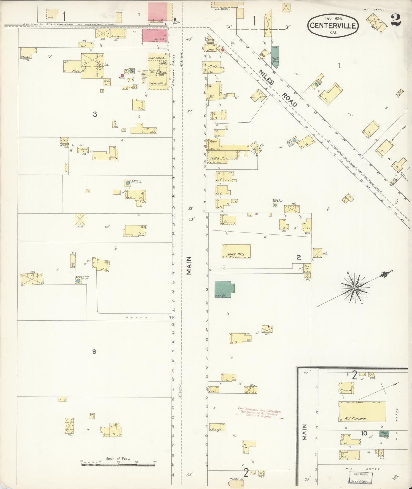 Sanborn Fire Insurance Map from Centerville, Alameda County, California (1896), Sheet #0002 - Historic Sanborn Fire Insurance Map Print, vintage old map wall art, antique decor, genealogy gift, California California map