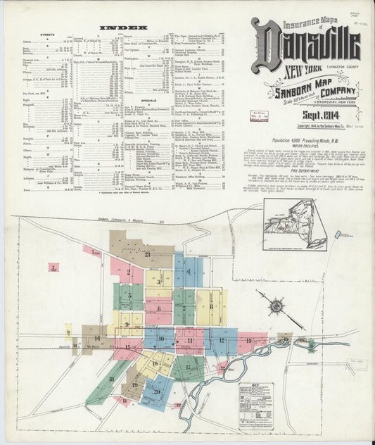 Sanborn Fire Insurance Map from Dansville, Livingston County, New York. (1914) – Historic Sanborn Fire Insurance Map Print