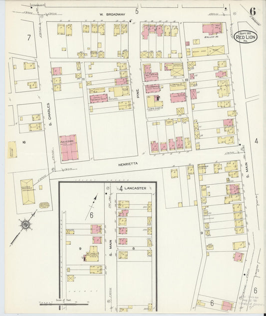 Sanborn Fire Insurance Map from Red Lion, York County, Pennsylvania (1913), Sheet #0006 - Historic Sanborn Fire Insurance Map Print, vintage old map wall art, antique decor, genealogy gift, Pennsylvania Pennsylvania map