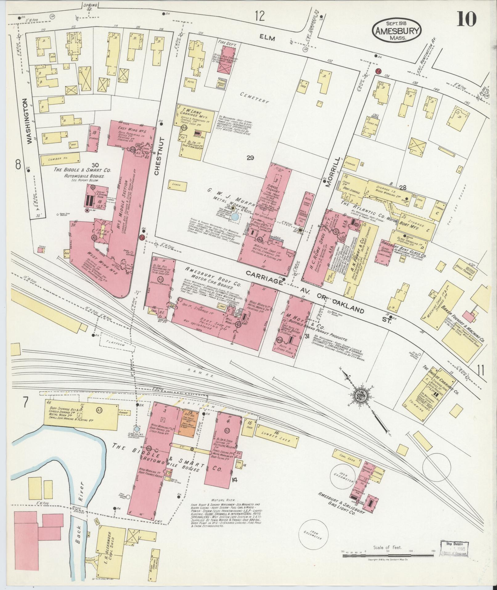 Sanborn Fire Insurance Map from Amesbury, Essex County, Massachusetts (1918), Sheet #0010 - Complete Map Set gallery image, historic Sanborn map, vintage wall art, Massachusetts Massachusetts