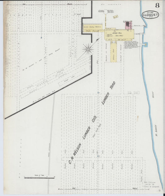 Sanborn Fire Insurance Map from Cloquet, Carlton County, Minnesota (1888), Sheet #0008 - Historic Sanborn Fire Insurance Map Print, vintage old map wall art, antique decor, genealogy gift, Minnesota Minnesota map