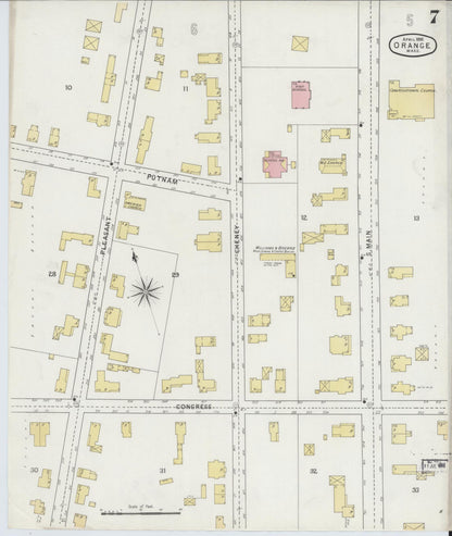 Sanborn Fire Insurance Map from Orange, Franklin County, Massachusetts (1895), Sheet #0007 - Complete Map Set gallery image, historic Sanborn map, vintage wall art, Massachusetts Massachusetts