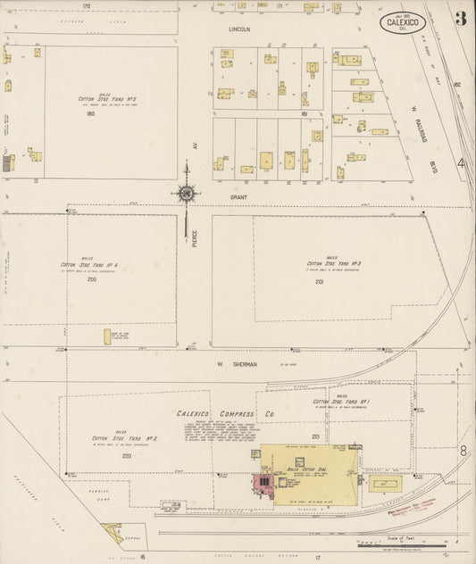 Sanborn Fire Insurance Map from Calexico, Imperial County, California (1920), Sheet #0003 - Historic Sanborn Fire Insurance Map Print, vintage old map wall art, antique decor, genealogy gift, California California map