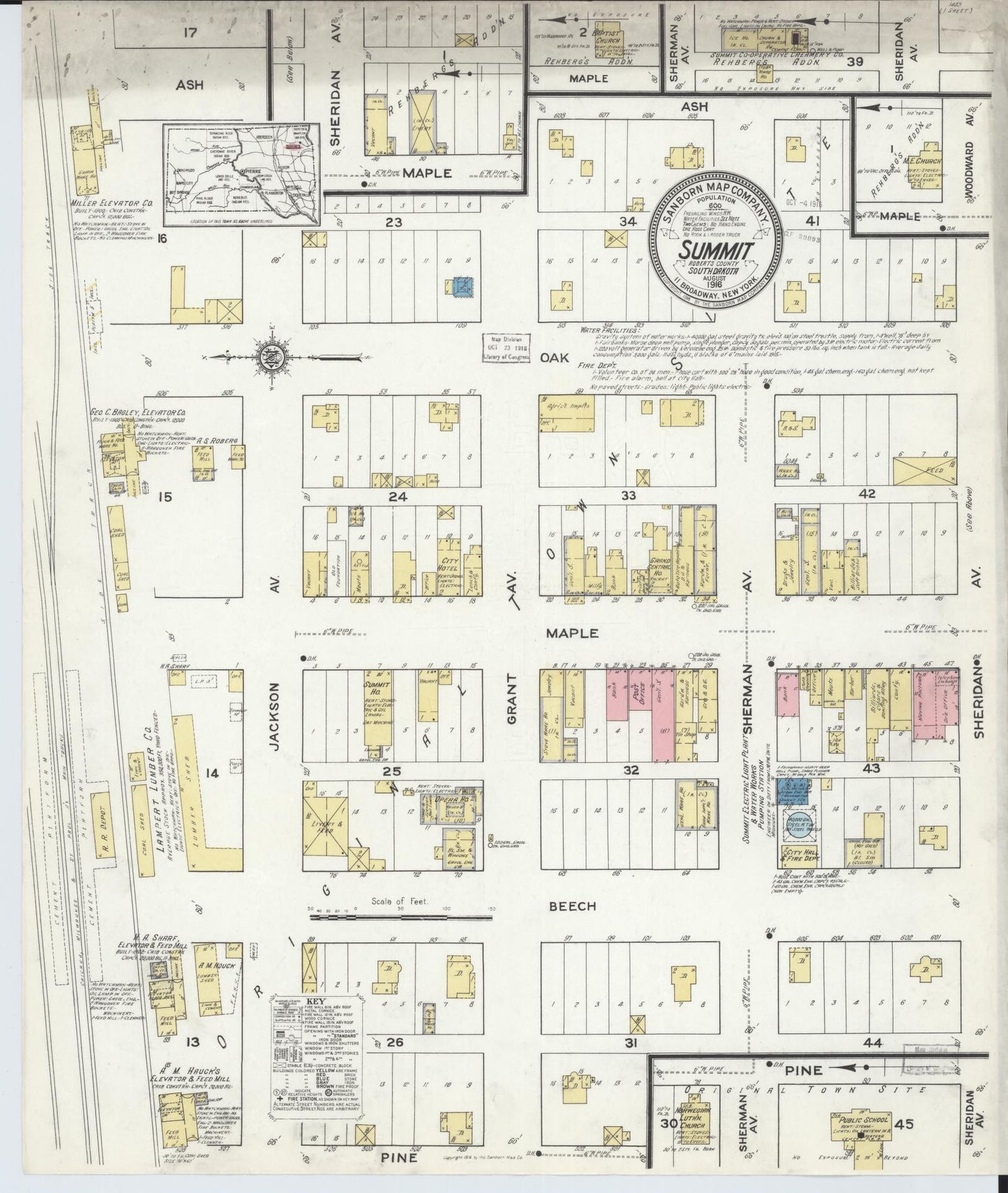 Sanborn Fire Insurance Map from Summit, Roberts County, South Dakota. (1916) – Historic Sanborn Fire Insurance Map Print
