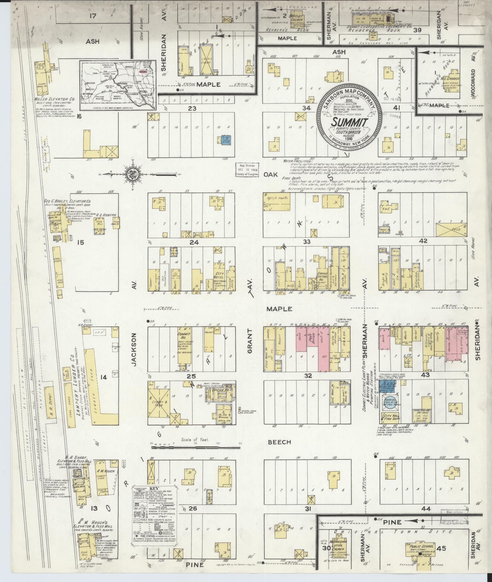 Sanborn Fire Insurance Map from Summit, Roberts County, South Dakota. (1916) – Historic Sanborn Fire Insurance Map Print