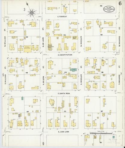 Sanborn Fire Insurance Map from Victoria, Victoria County, Texas (1907), Sheet #0006 - Complete Map Set gallery image, historic Sanborn map, vintage wall art, Texas Texas