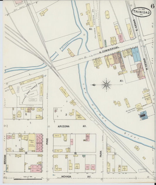 Sanborn Fire Insurance Map from Trinidad, Las Animas County, Colorado (1890), Sheet #0006 - Historic Sanborn Fire Insurance Map Print, vintage old map wall art, antique decor, genealogy gift, Colorado Colorado map