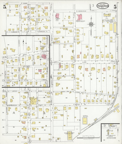 Sanborn Fire Insurance Map from Henderson, Rusk County, Texas (1927), Sheet #0005 - Complete Map Set gallery image, historic Sanborn map, vintage wall art, Texas Texas