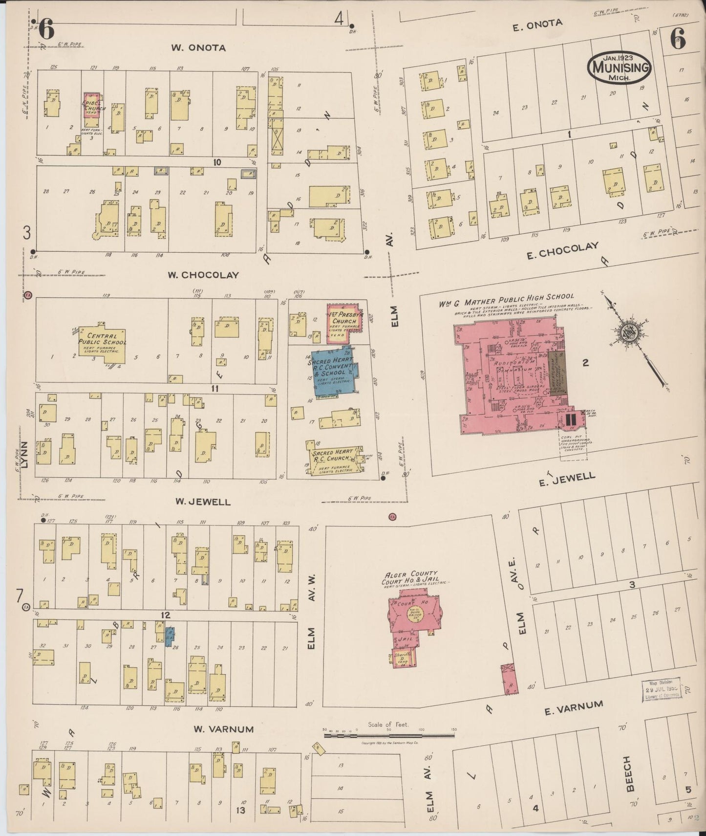 Sanborn Fire Insurance Map from Munising, Alger County, Michigan (1923), Sheet #0006 - Complete Map Set gallery image, historic Sanborn map, vintage wall art, Michigan Michigan