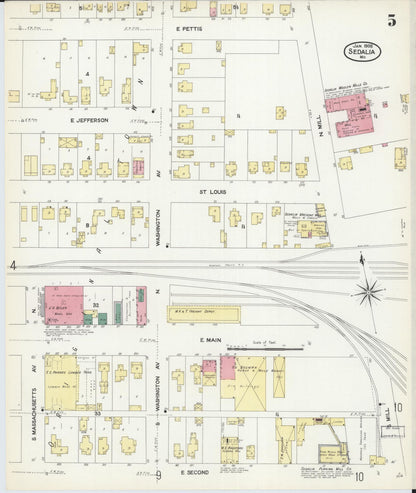Sanborn Fire Insurance Map from Sedalia, Pettis County, Missouri (1908), Sheet #0005 - Complete Map Set gallery image, historic Sanborn map, vintage wall art, Missouri Missouri